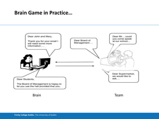 Trinity College Dublin, The University of Dublin
Brain Game in Practice…
Brain Team
 
