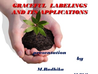 GRACEFUL LABELINGSGRACEFUL LABELINGS
AND ITS APPLICATIONSAND ITS APPLICATIONS
presentation
by
M.Radhika
 