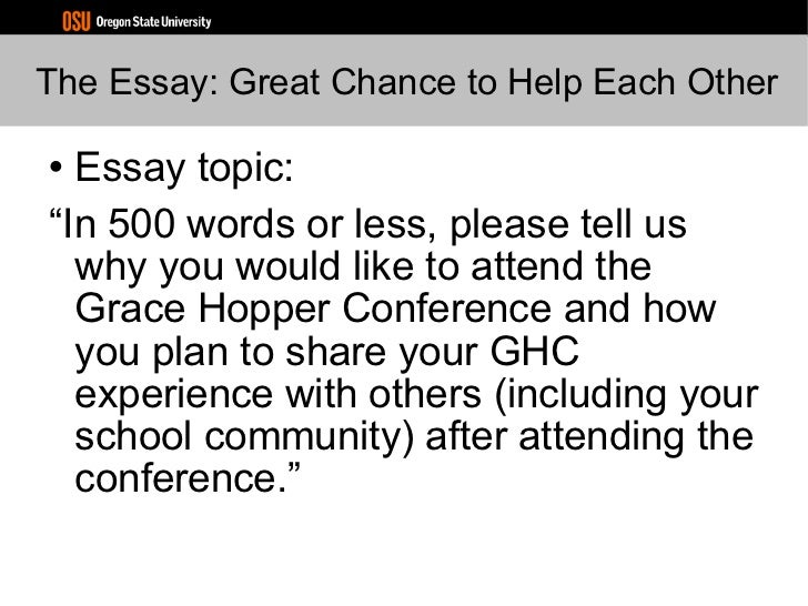 Grace hopper conference essay
