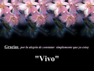 Gracias  por la alegría de constatar  simplemente que yo estoy "Vivo" 