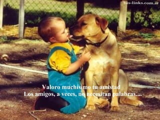 Valoro muchísimo tu amistad  Los amigos, a veces, no necesitan palabras.... 