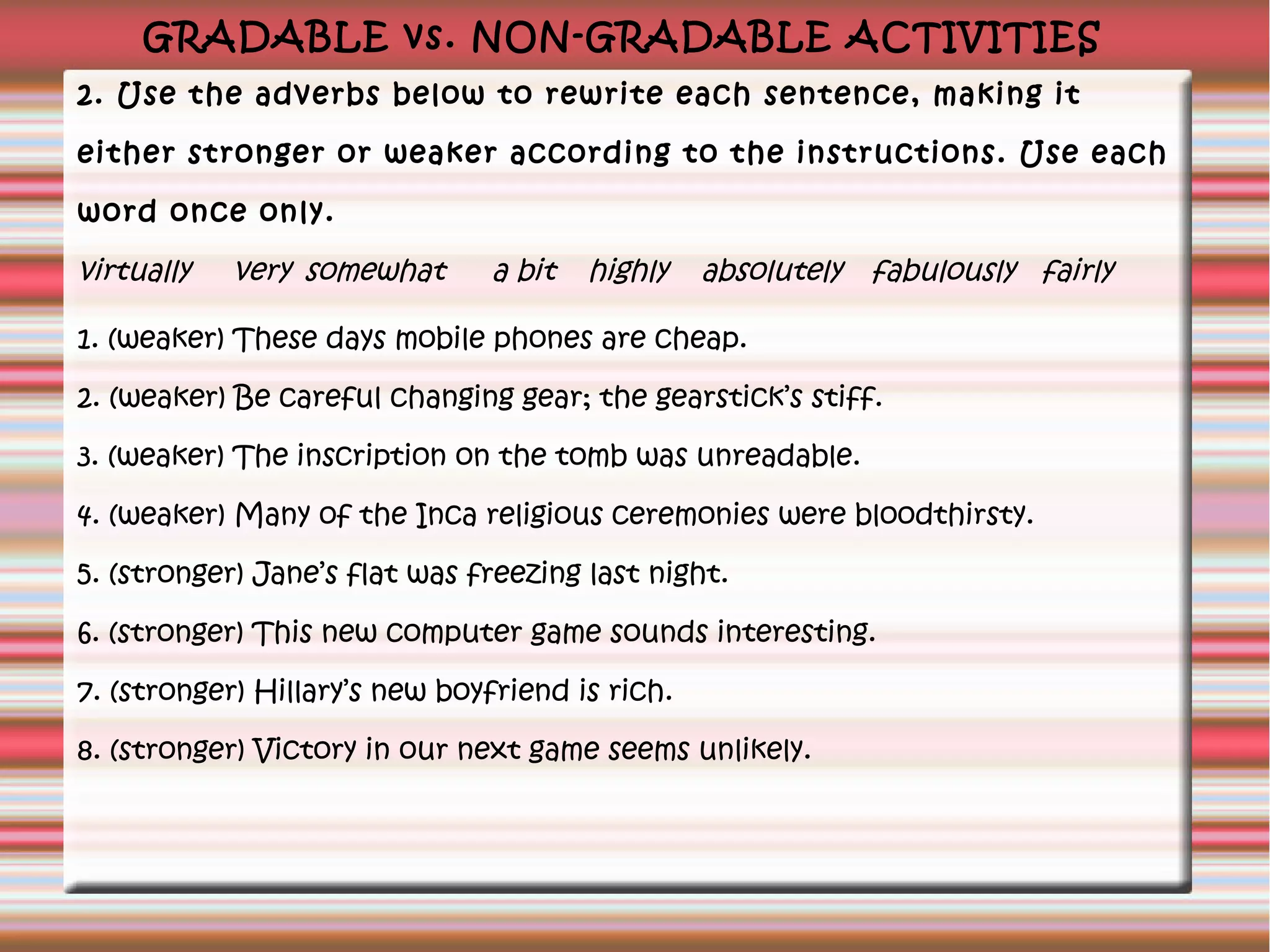 Gradable and non-gradable adjectives | ODP