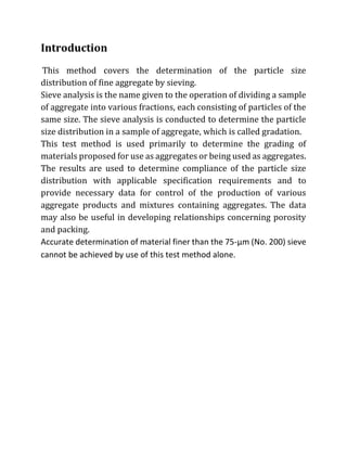 Gradation of fine aggregate by sieve analysis | PDF