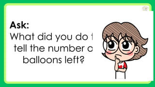 Ask:
What did you do to
tell the number of
balloons left?
 