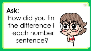Ask:
How did you find
the difference in
each number
sentence?
 