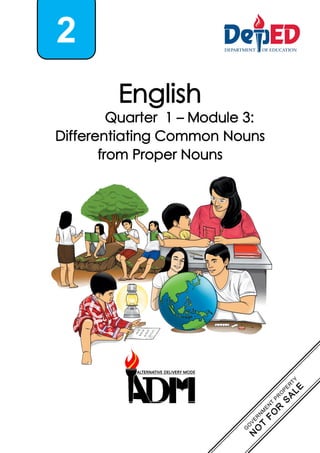 English
Quarter 1 – Module 3:
Differentiating Common Nouns
from Proper Nouns
2
 