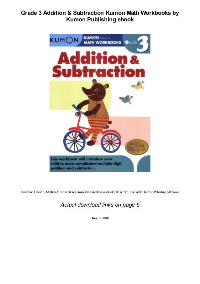 Grade 3 Addition Subtraction Kumon Math Workbooks By Kumon Publishi