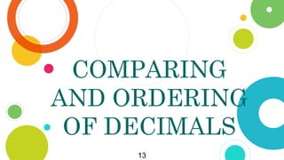 COMPARING
AND ORDERING
OF DECIMALS
13
 
