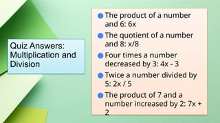 Grade-7-Quarter4 Translating Algebraic expression and phrase | PPTX