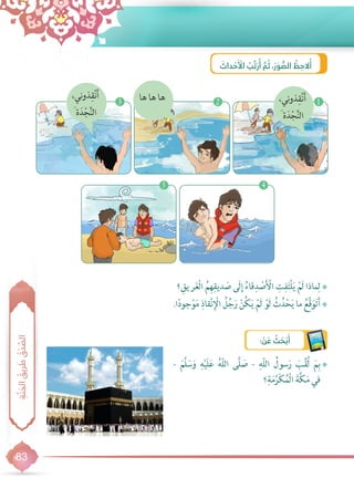 83
‫َط ُقْدِّصلا‬‫ر‬‫ ُقي‬‫َّنَجلا‬
َ‫داث‬ ْ‫ح‬َ ْ‫ال‬ ُ‫ب‬ ِّ‫ت‬ َ‫ر‬ُ‫أ‬ َّ‫م‬ ُ‫ث‬ ، َ‫ر‬ َ‫و‬ ُّ‫الص‬ ُ‫ظ‬ ِ‫الح‬ُ‫أ‬
••‫؟‬ ِ‫ريق‬َ‫غ‬ْ‫ل‬‫ا‬ ُ‫م‬ِ‫ه‬ِ‫ديق‬ َ‫ص‬ ‫َى‬‫ل‬ِ‫إ‬ ُ‫قاء‬ِ‫د‬ ْ‫ص‬َ ْ‫ال‬ ِ‫ت‬ِ‫ف‬َ‫ت‬ْ‫ل‬َ‫ي‬ ْ‫َم‬‫ل‬ ‫ماذا‬ِ‫ل‬
••.‫ا‬ً‫د‬‫جو‬ْ‫و‬َ‫م‬ ِ‫قاذ‬ْ‫ن‬ِ ْ‫ال‬ ُ‫ل‬ُ‫ج‬َ‫ر‬ ْ‫ُن‬‫ك‬َ‫ي‬ ْ‫َم‬‫ل‬ ْ‫َو‬‫ل‬ ُ‫ث‬ُ‫د‬ْ‫ح‬َ‫ي‬ ‫ما‬ ُ‫َّع‬‫ق‬َ‫و‬َ‫ت‬َ‫أ‬
،‫ني‬‫و‬‫ذ‬ِ‫ق‬ْ‫ن‬َ‫أ‬
َ ‫ة‬َ‫د‬ْ‫ج‬َّ‫ن‬‫ال‬
،‫ني‬‫و‬‫ذ‬ِ‫ق‬ْ‫ن‬َ‫أ‬
َ ‫ة‬َ‫د‬ْ‫ج‬َّ‫ن‬‫ال‬
‫ها‬ ‫ها‬ ‫ها‬ 23
45
1
••- َ‫َّم‬‫ل‬ َ‫س‬َ‫و‬ ِ‫ه‬ْ‫ي‬َ‫ل‬َ‫ع‬ ُ‫ه‬ّ‫ل‬‫ال‬ ‫َّى‬‫ل‬ َ‫ص‬ - ِ‫ّه‬‫ل‬‫ال‬ ُ‫سول‬َ‫ر‬ َ‫ب‬ِّ‫ق‬ُ‫ل‬ َ‫م‬ِ‫ب‬
‫؟‬ِ‫ة‬َ‫م‬َّ‫َر‬‫ك‬ُ‫ْم‬‫ل‬‫ا‬ َ‫ة‬َّ‫ك‬َ‫م‬ ‫في‬
: ْ‫ن‬ َ‫ع‬ ُ‫ث‬ َ‫ح‬ ْ‫ب‬َ‫أ‬
 