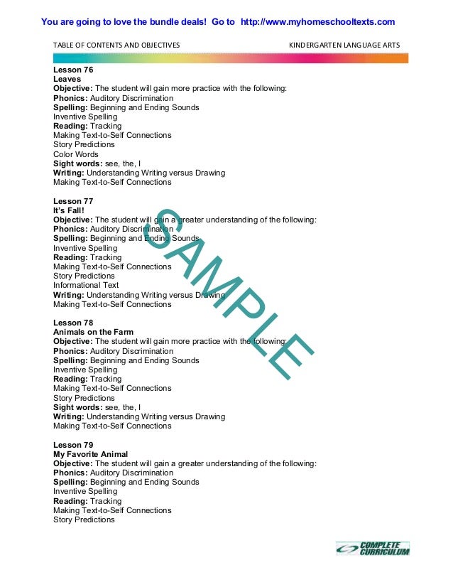 Kindergarten Homeschool Curriculum Reading Curriculum