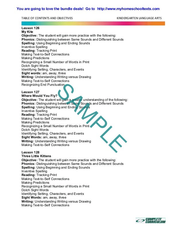 Kindergarten Homeschool Curriculum - Reading Curriculum