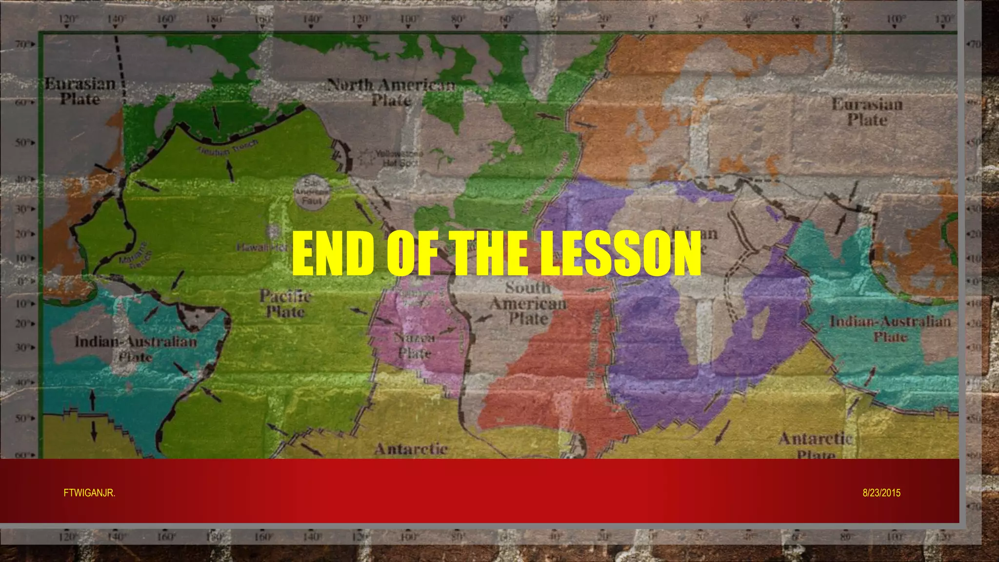 END OF THE LESSON
8/23/2015FTWIGANJR.
 