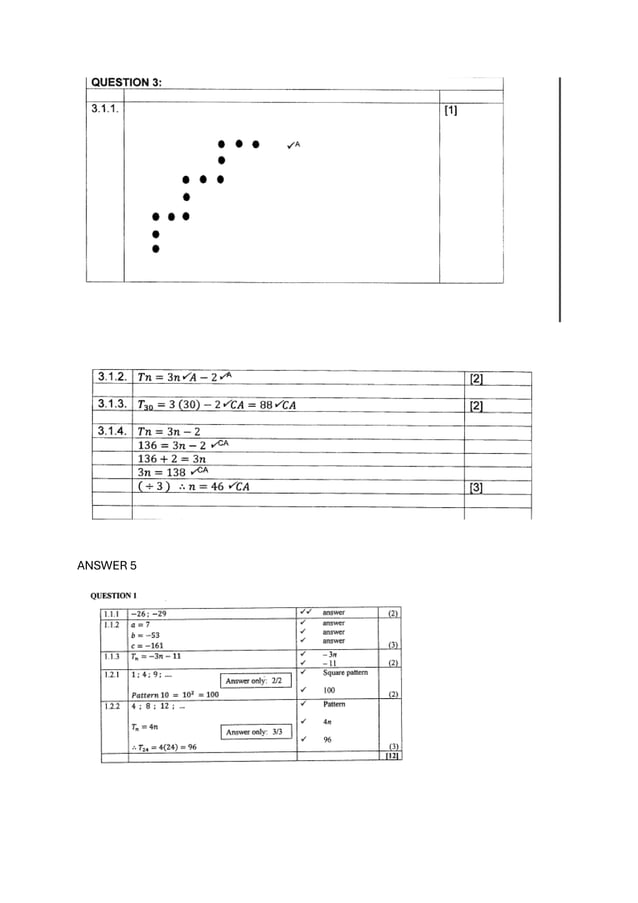 Grade 10m number patterns solutions pdf