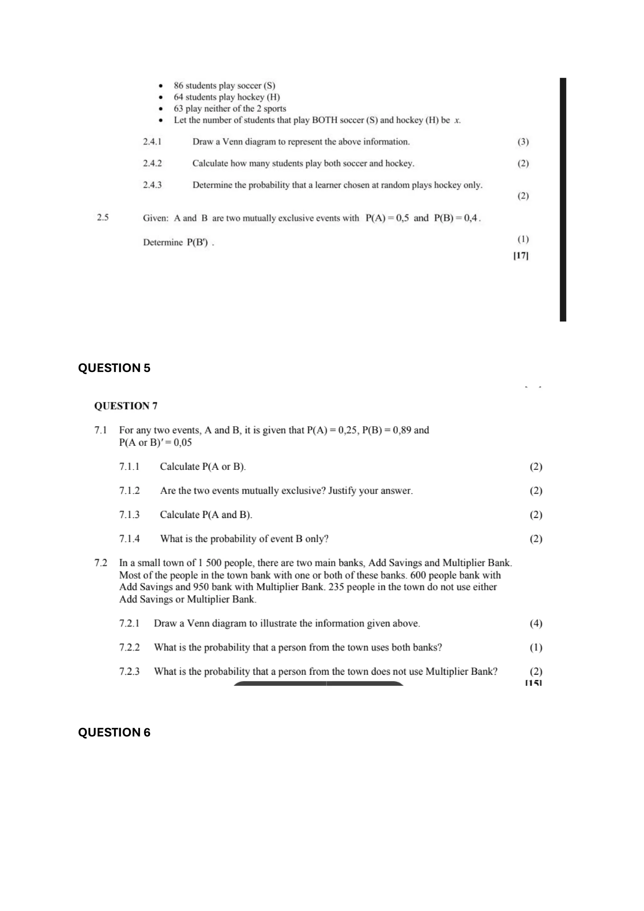 QUESTION 5
QUESTION 6