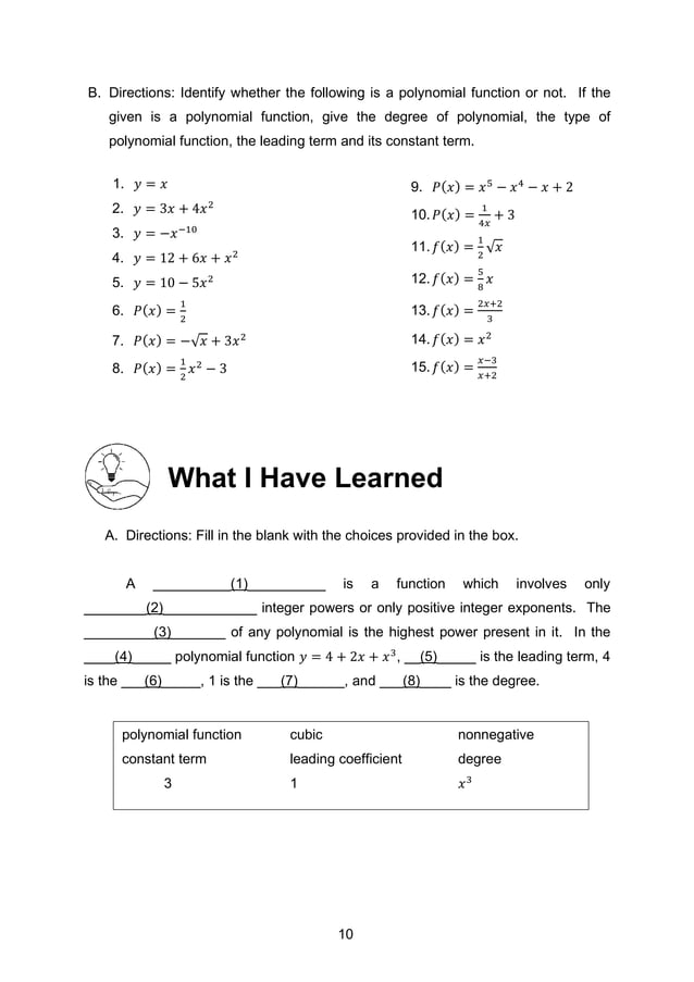 Grade10 Quarter2 Module1 Illustrating Polynomial Functions Version3 Pdf Grade10 Quarter2 Module1 Illustrating Polynomial Functions Version3 Pdf