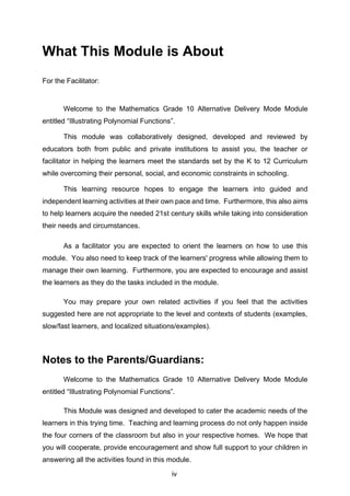 Grade10 Quarter2 Module1 Illustrating Polynomial Functions Version3 Pdf Grade10 Quarter2 Module1 Illustrating Polynomial Functions Version3 Pdf