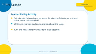 Comprehensive Grade 11 Tech Pro Portfolio Output Teaching Presentation ...