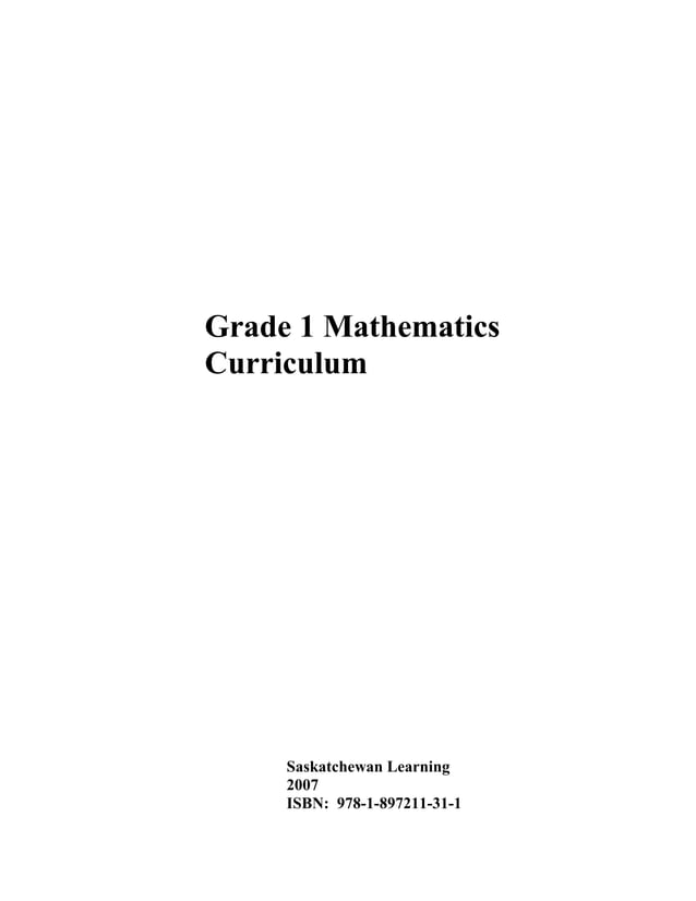 Grade 1 Mathematics Curriculum