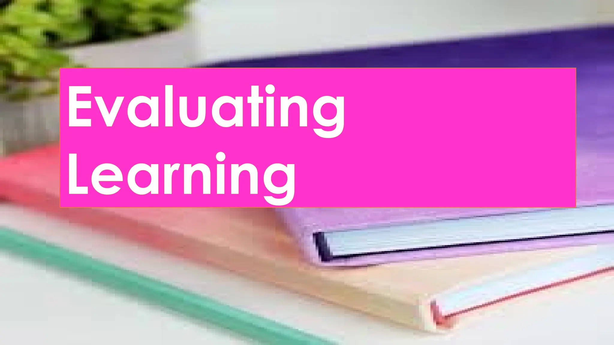 Evaluating
Learning
 