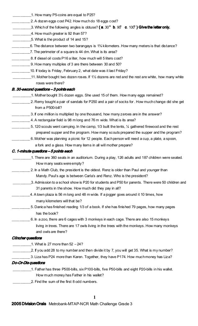 Grade 3 Mtap Reviewer