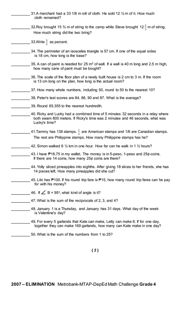 Grade 4 mtap reviewer | DOCX | Stamps and Coins | Collecting
