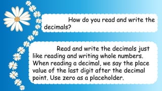 Comprehensive Guide to Reading and Writing Decimal Numbers for Grade 4 ...