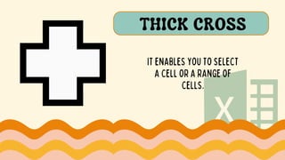 THICK CROSS
IT ENABLES YOU TO SELECT
A CELL OR A RANGE OF
CELLS.
 