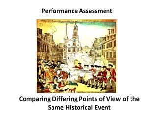 Performance Assessment




Comparing Differing Points of View of the
        Same Historical Event
 