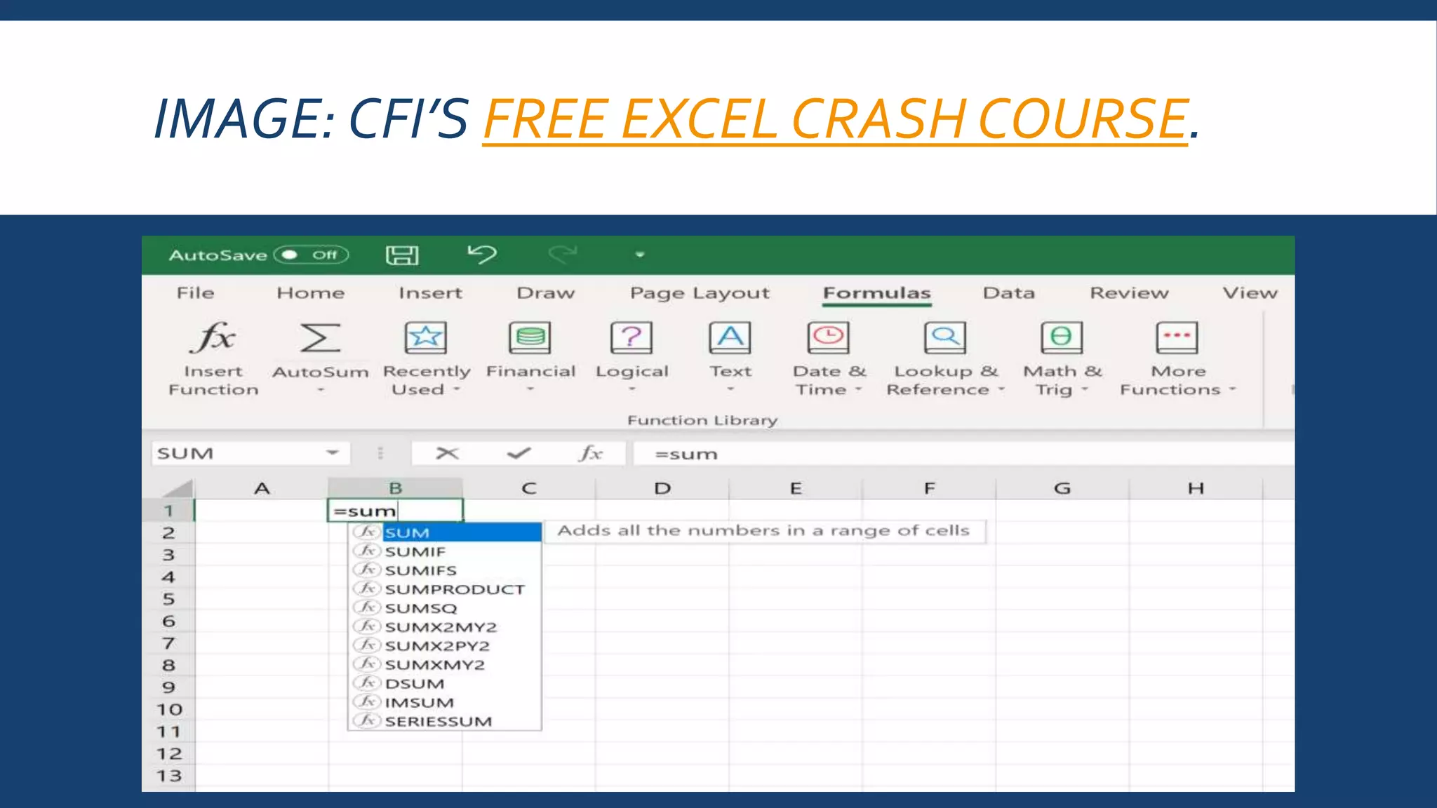 IMAGE: CFI’S FREE EXCEL CRASH COURSE.
 
