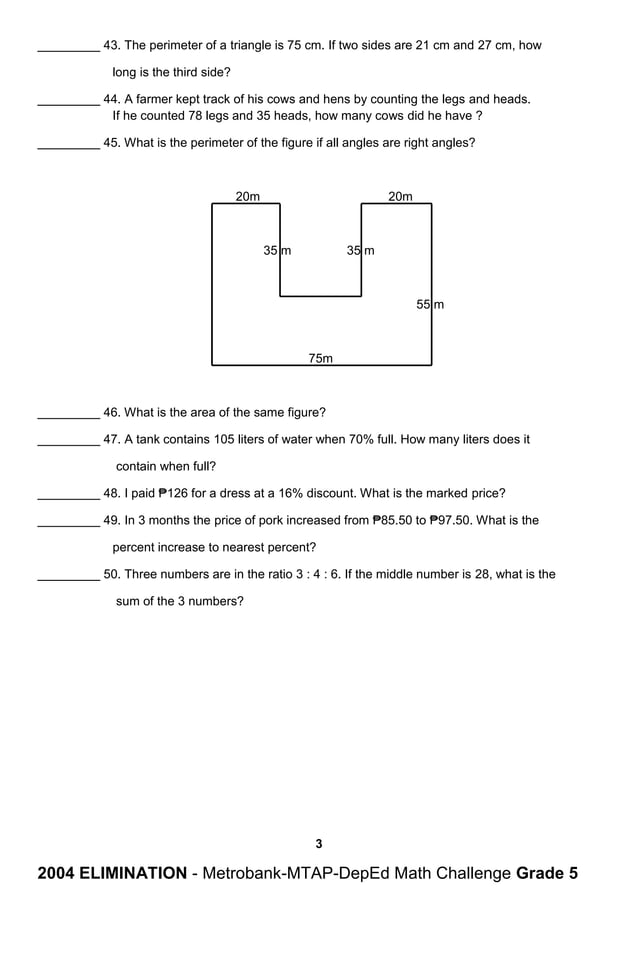 Grade 5 mtap reviewer | PDF