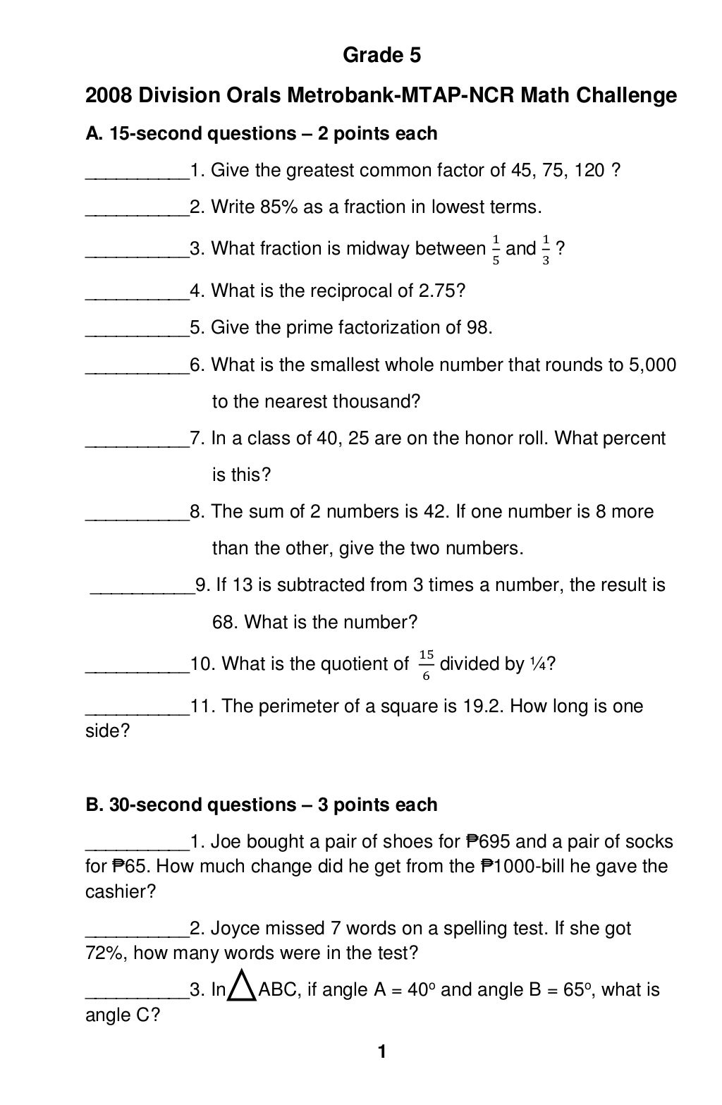 Grade 5 mtap reviewer
