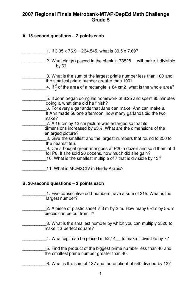 Grade 5 mtap reviewer