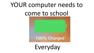 Everyday
YOUR computer needs to
come to school
 