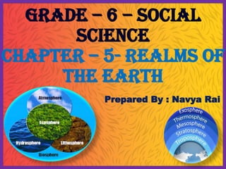 Grade – 6 – Social
Science
Chapter – 5- Realms of
the Earth
Prepared By : Navya Rai
 