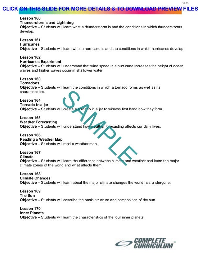 My Curriculum For The Sixth Grade