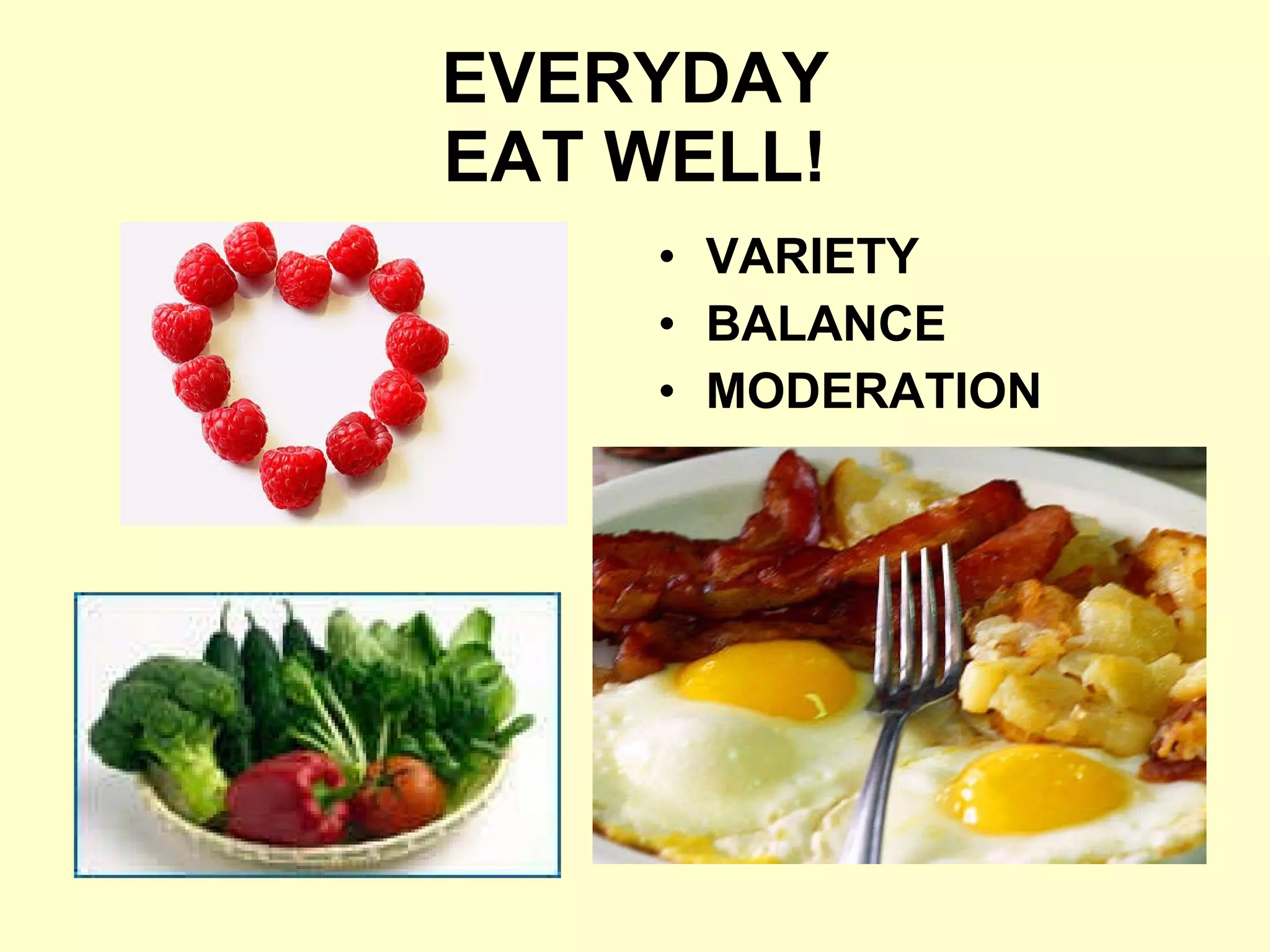 EVERYDAY EAT WELL! VARIETY BALANCE MODERATION 