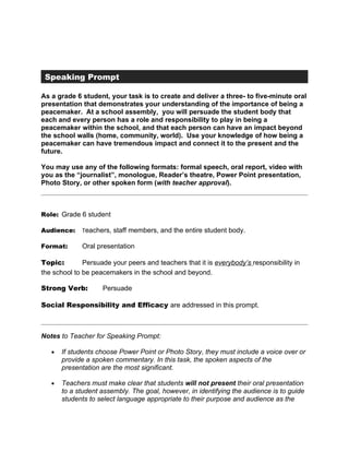Grade 6 prompts final | DOC | Secondary Education | Education