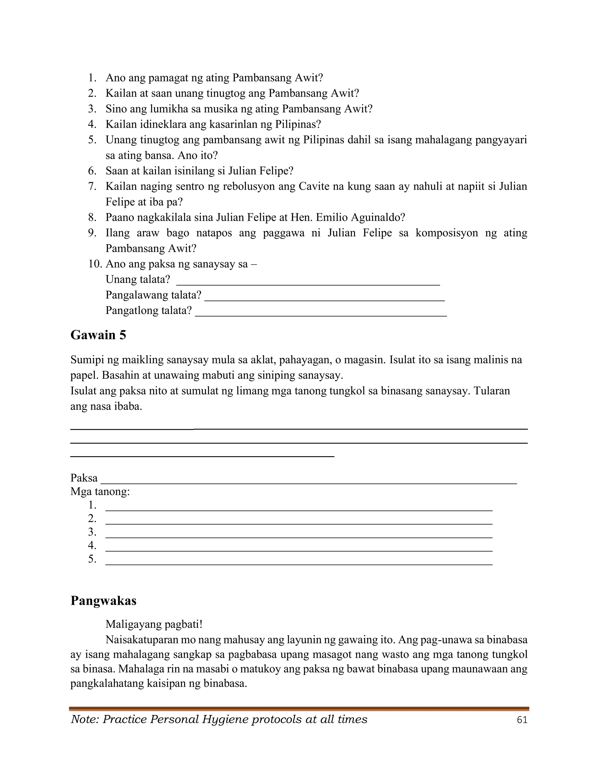 Grade 6 Q2 Filipino LAS.pdf S. Y. 2024- 2025 | PDF