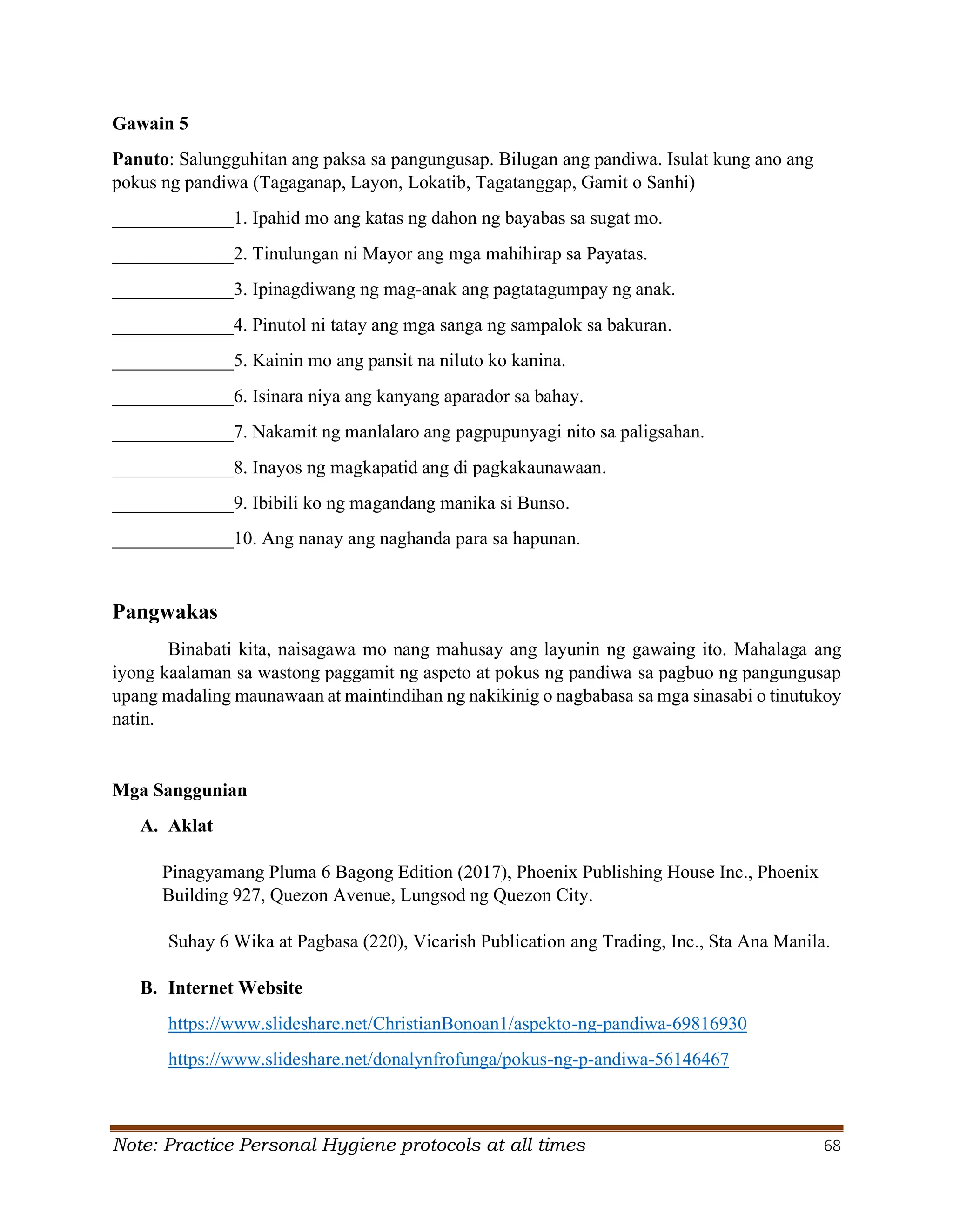 Grade 6 Q2 Filipino LAS.pdf S. Y. 2024- 2025 | PDF