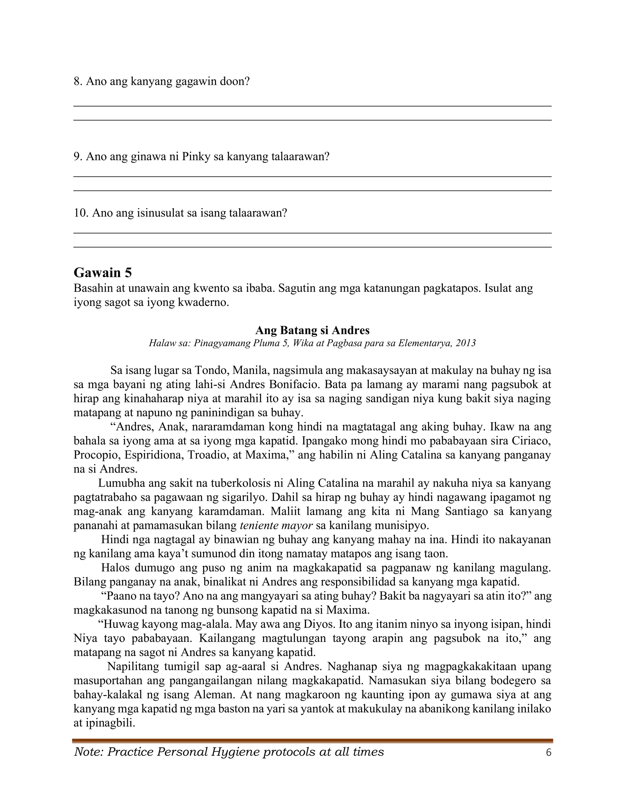 Grade 6 Q2 Filipino LAS.pdf S. Y. 2024- 2025 | PDF