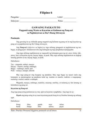 Protocol Tagalog Grade 6 Q2 Filipino LAS.pdf S. Y. 2024- 2025 | PDF