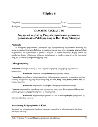 Grade 6 Q2 Filipino LAS.pdf S. Y. 2024- 2025 | PDF