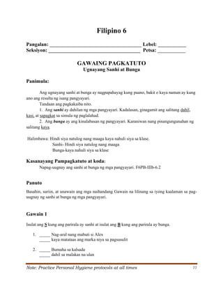 Grade 6 Q2 Filipino LAS.pdf S. Y. 2024- 2025 | PDF