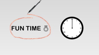 XII
XI
X
IX III
I
II
VI
VII
VIII IV
V
FUN TIME 
 