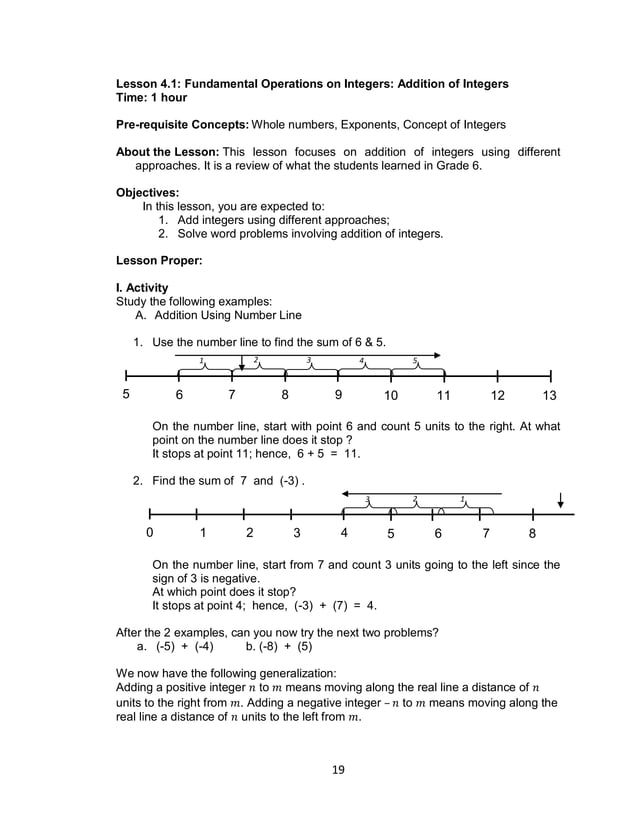 Grade 7 Learning Materials In Math