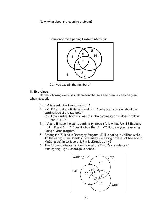 grade 7 learning materials in math explain venn diagram with example