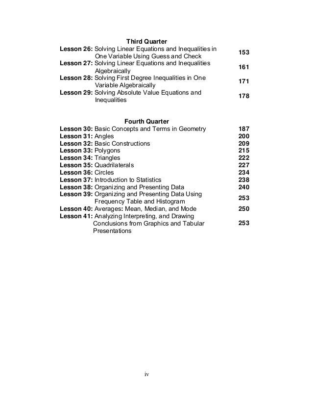 grade 7 learning module in math