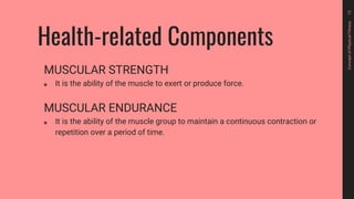 Muscular Strength Component PE 7 | Lesson 1: CONCEPT OF PHYSICAL FITNESS | PPTX