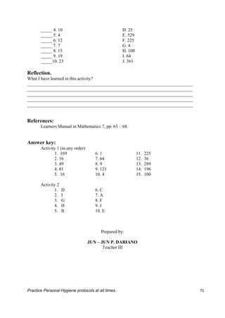 Grade 7 Mathematics Final.pdf learning a | PDF